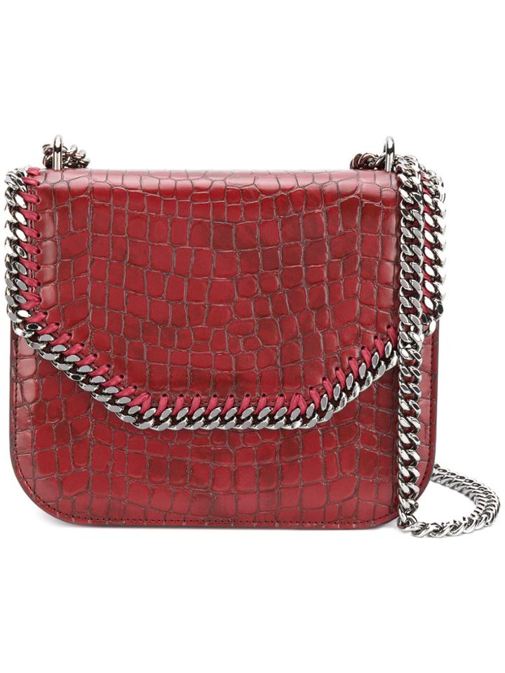 Stella Mccartney Crocodile-embossed Falabella Box Shoulder Bag - Red