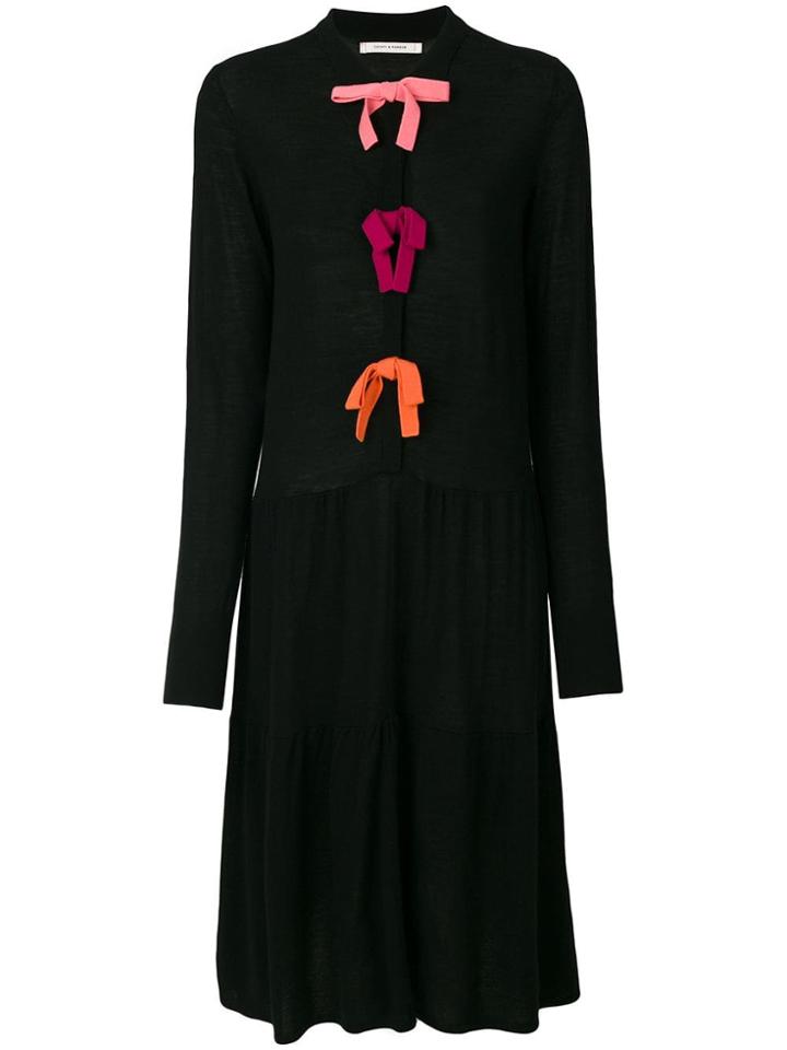 Chinti & Parker Bow Embroidered Knitted Dress - Black