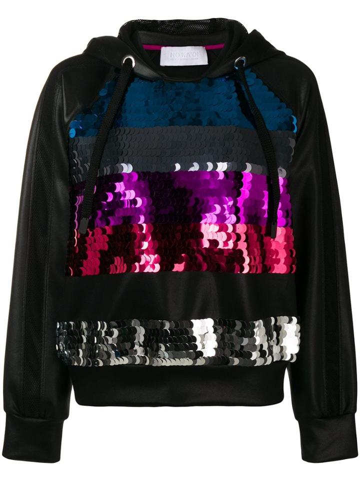 No Ka' Oi Sequinned Stripes Hoodie - Black