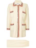 Chanel Vintage Contrast-trim Two-piece Suit - White