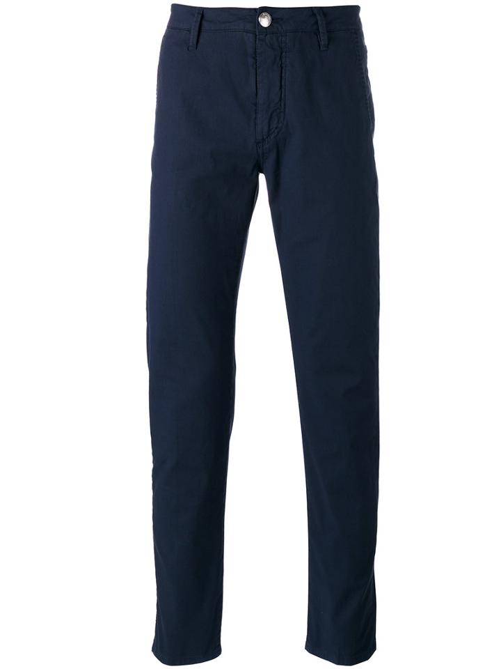 Barba Classic Chinos, Men's, Size: 46, Blue, Cotton/spandex/elastane