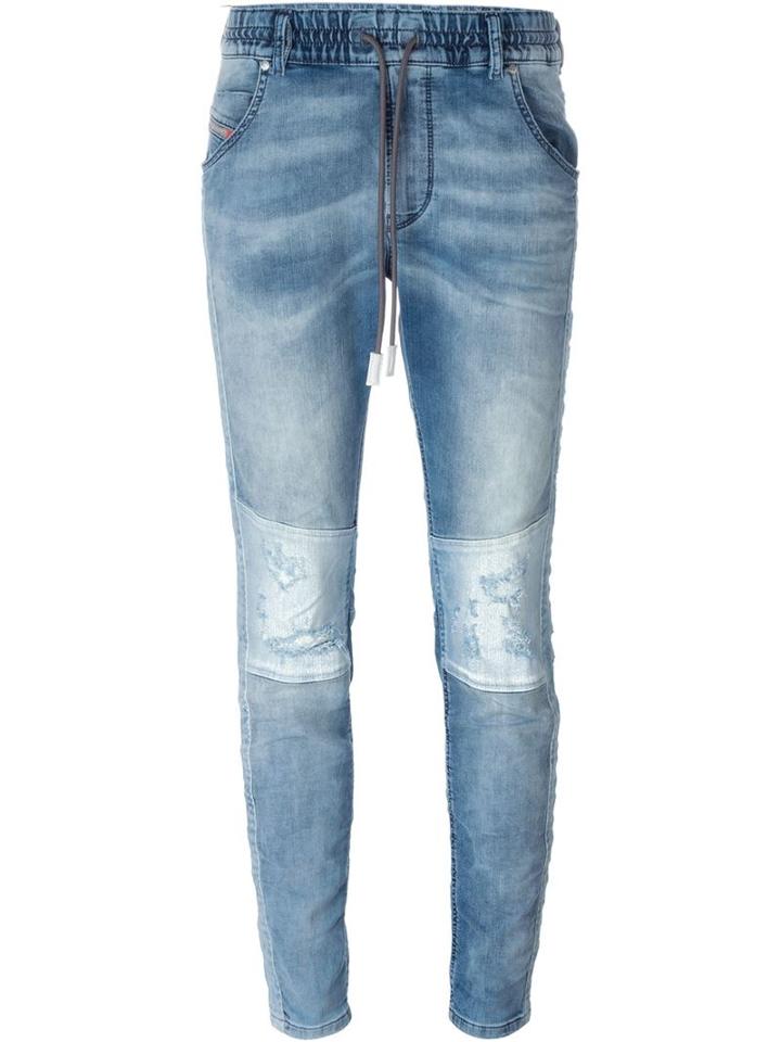 Diesel Panelled Slim Jeans, Women's, Size: 23, Blue, Cotton/polyester/spandex/elastane