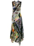 Erdem Sleeveless Floral Print Velvet Panelled Dress - Multicolour