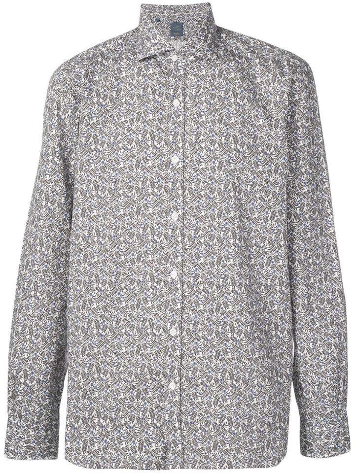 Barba Leaf Print Shirt - Black