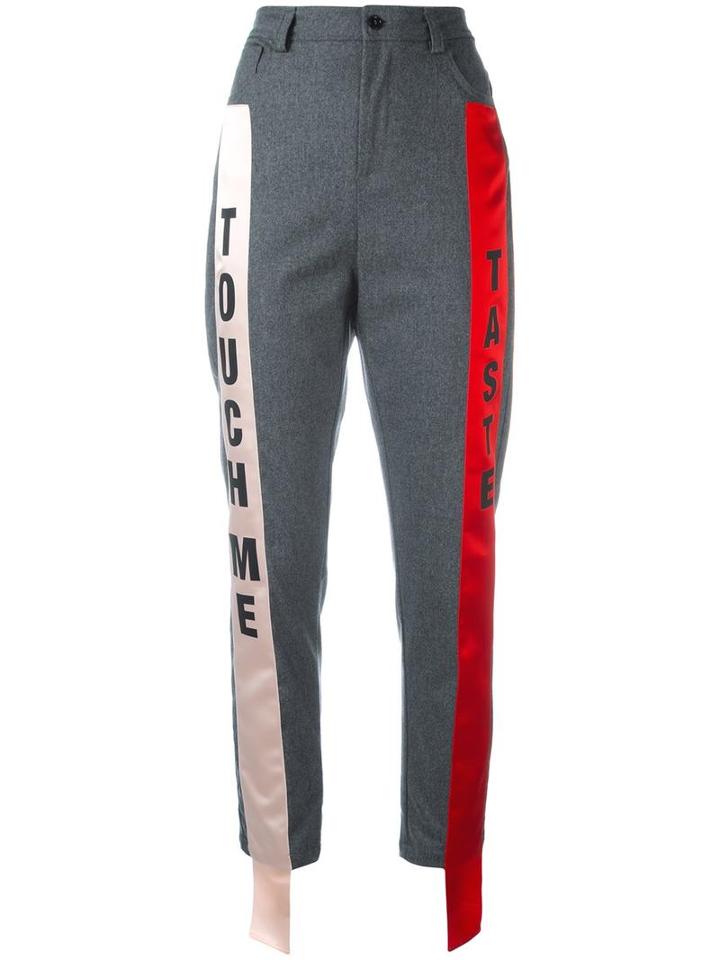 Au Jour Le Jour Contrasting Side Stripe Trousers, Women's, Size: 40, Grey, Elastodiene/polyamide/wool/polyester