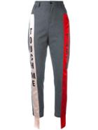 Au Jour Le Jour Contrasting Side Stripe Trousers, Women's, Size: 40, Grey, Elastodiene/polyamide/wool/polyester