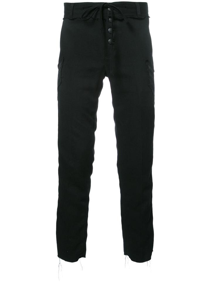 Christian Dada Drawstring Corduroy Detail Pants, Men's, Size: 50, Black, Cotton/ramie/linen/flax/viscose