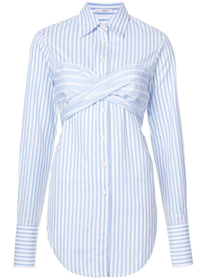Tome Striped Shirt With Bandeau - Blue