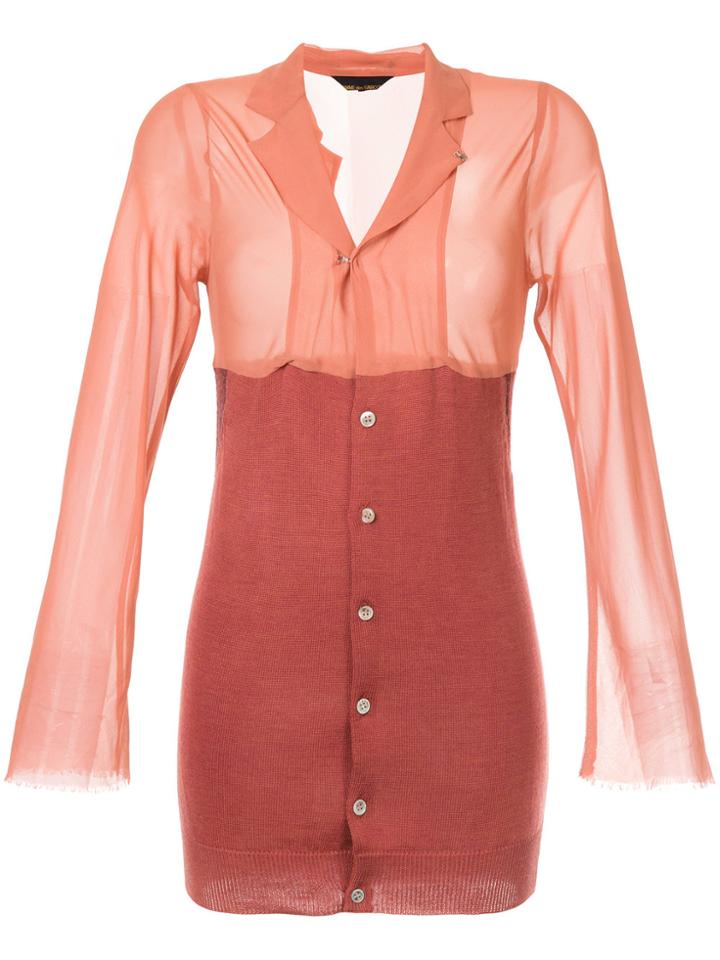 Comme Des Garçons Vintage Sheer Knit Panel Top - Pink & Purple