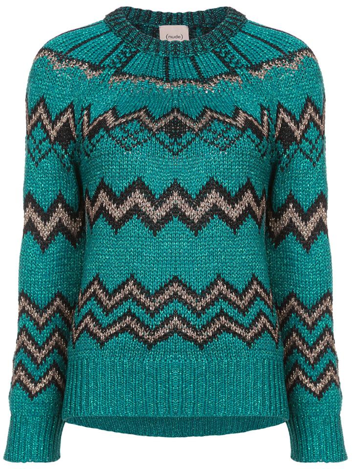 Nude Metallic Zig Zag Jumper - Green