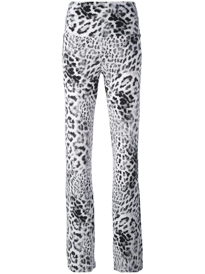 Norma Kamali - Flared Leopard Trousers - Women - Polyester/spandex/elastane - M, Grey, Polyester/spandex/elastane