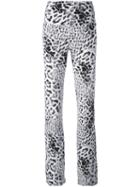 Norma Kamali - Flared Leopard Trousers - Women - Polyester/spandex/elastane - M, Grey, Polyester/spandex/elastane