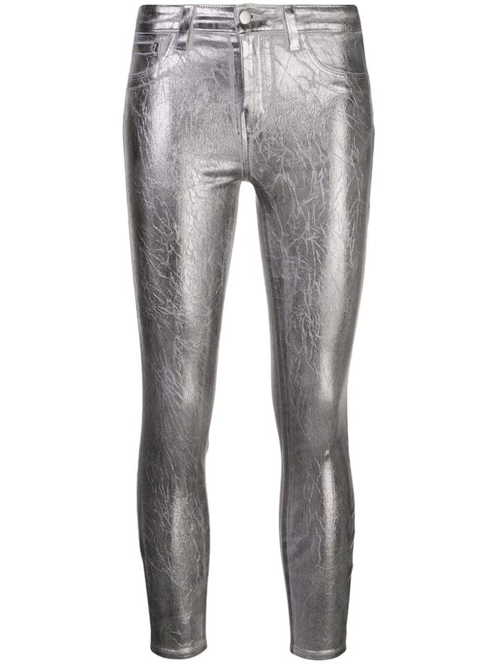 L'agence Cropped Metallic Trousers - Silver
