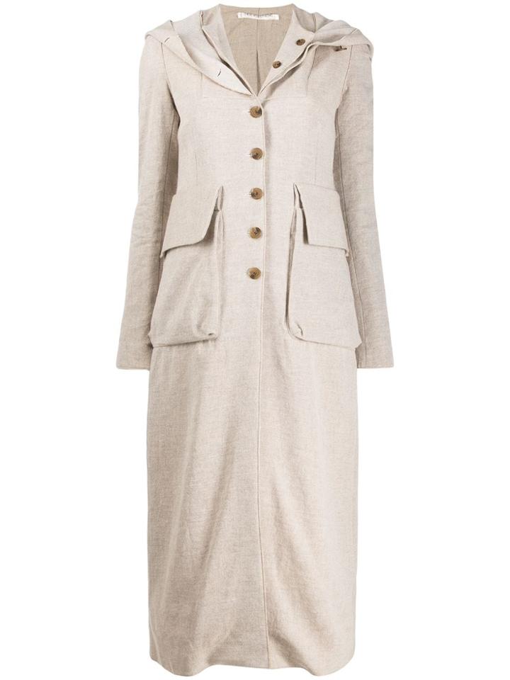 Cherevichkiotvichki Hooded Single Breasted Coat - Neutrals