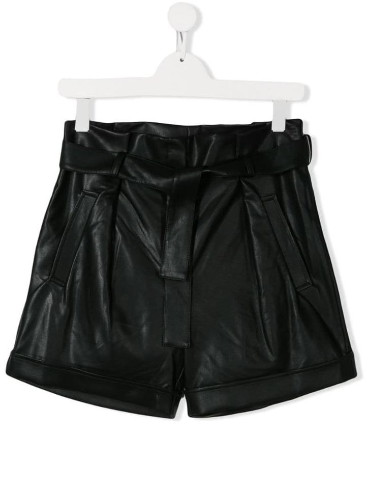 Alberta Ferretti Kids Textured High-waisted Shorts - Black