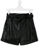 Alberta Ferretti Kids Textured High-waisted Shorts - Black