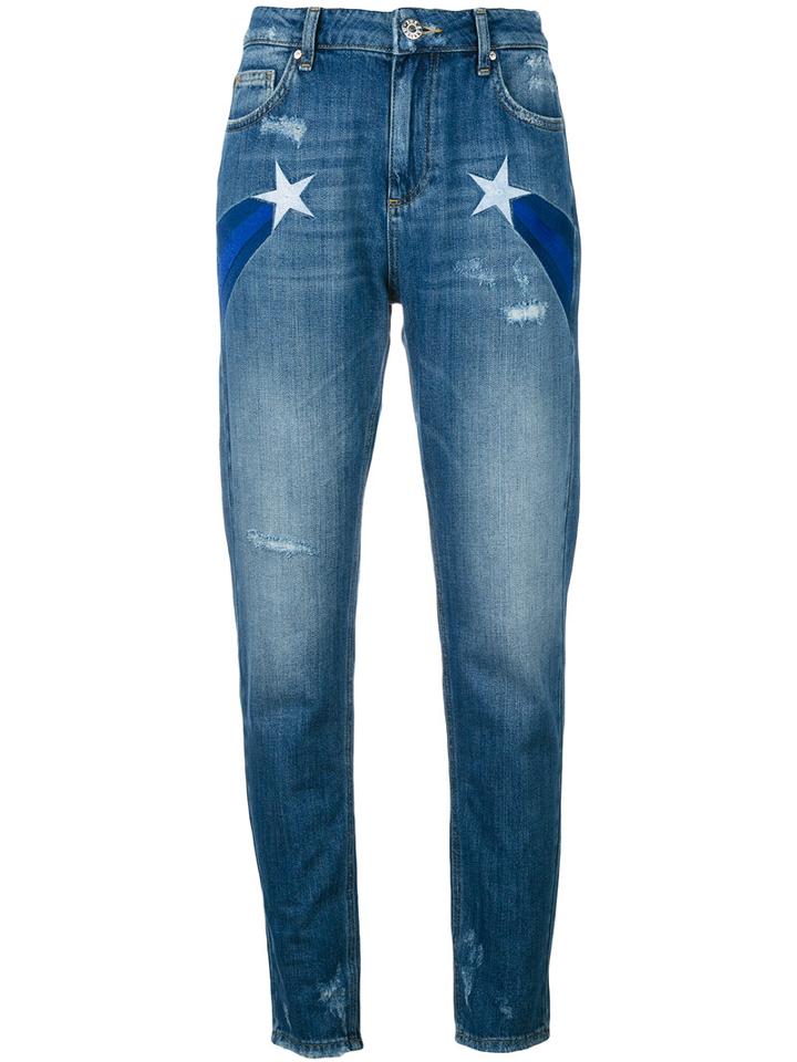 Zoe Karssen - Star Detail Jeans - Women - Cotton - 26, Blue, Cotton