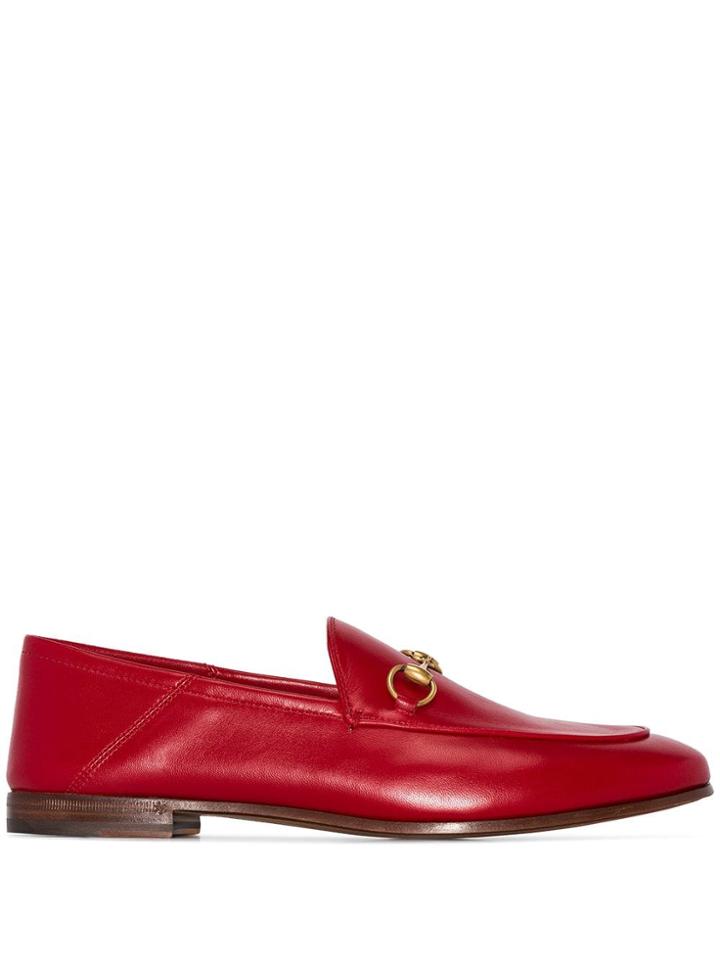 Gucci Red Brixton Leather Loafers