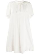 Red Valentino Layered Cape Dress - White