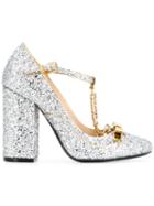 Nº21 Bow And Chain Glitter Pumps - Grey