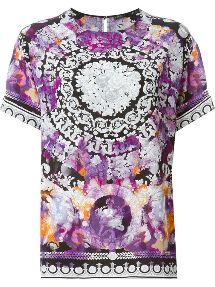 Versace Floral Print Tie-dye Top