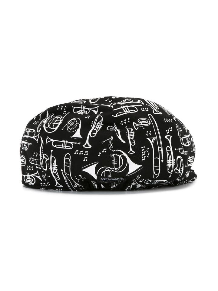 Dolce & Gabbana Kids Musical Instruments Print Cap, Boy's, Size: 56 Cm, Black
