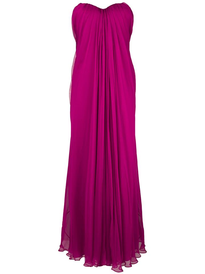 Alexander Mcqueen Gathered Strapless Gown - Pink & Purple