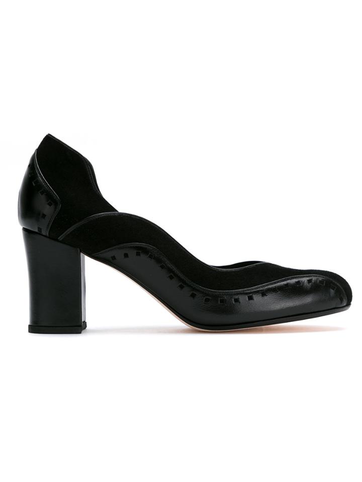 Sarah Chofakian Suede Panelled Pumps - Black