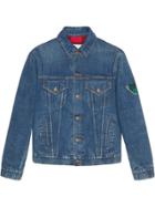 Gucci Denim Jacket With Embroideries - Blue
