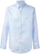 Etro Striped Shirt, Men's, Size: 43, Blue, Cotton/linen/flax