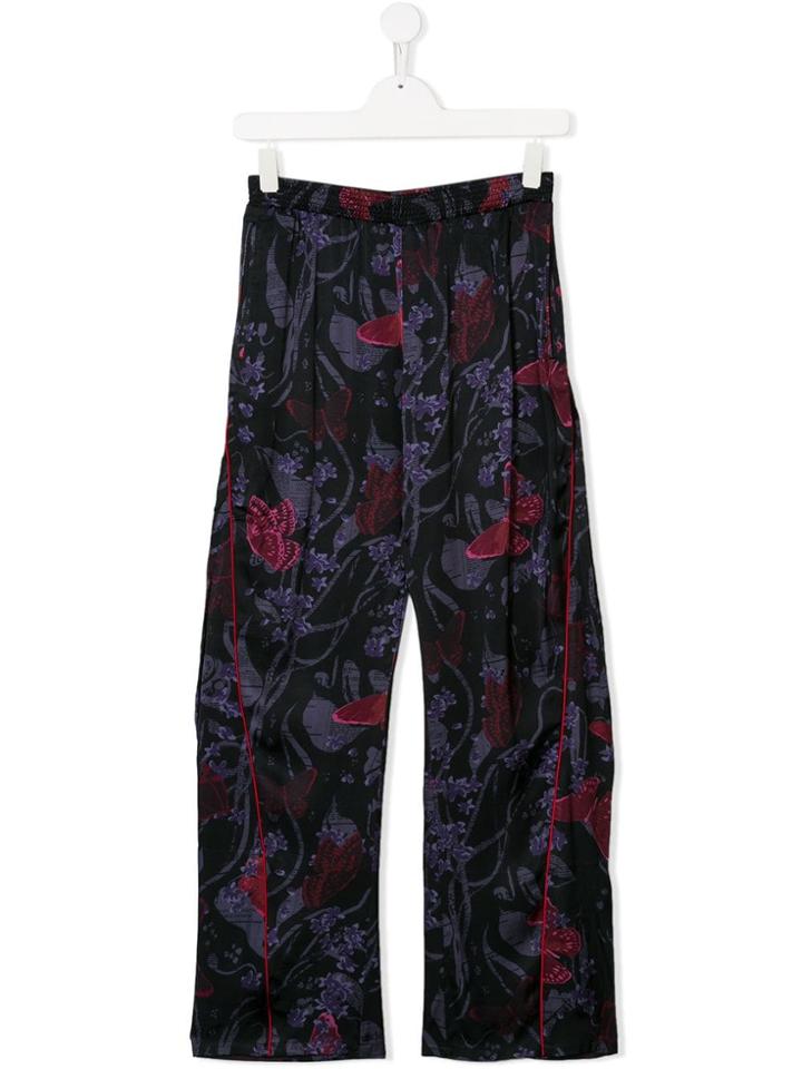 John Galliano Kids Teen Butterfly Print Trousers - Black