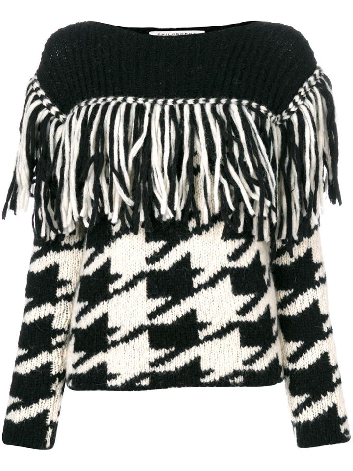 Philosophy Di Lorenzo Serafini Houndstooth Knitted Jumper - Black
