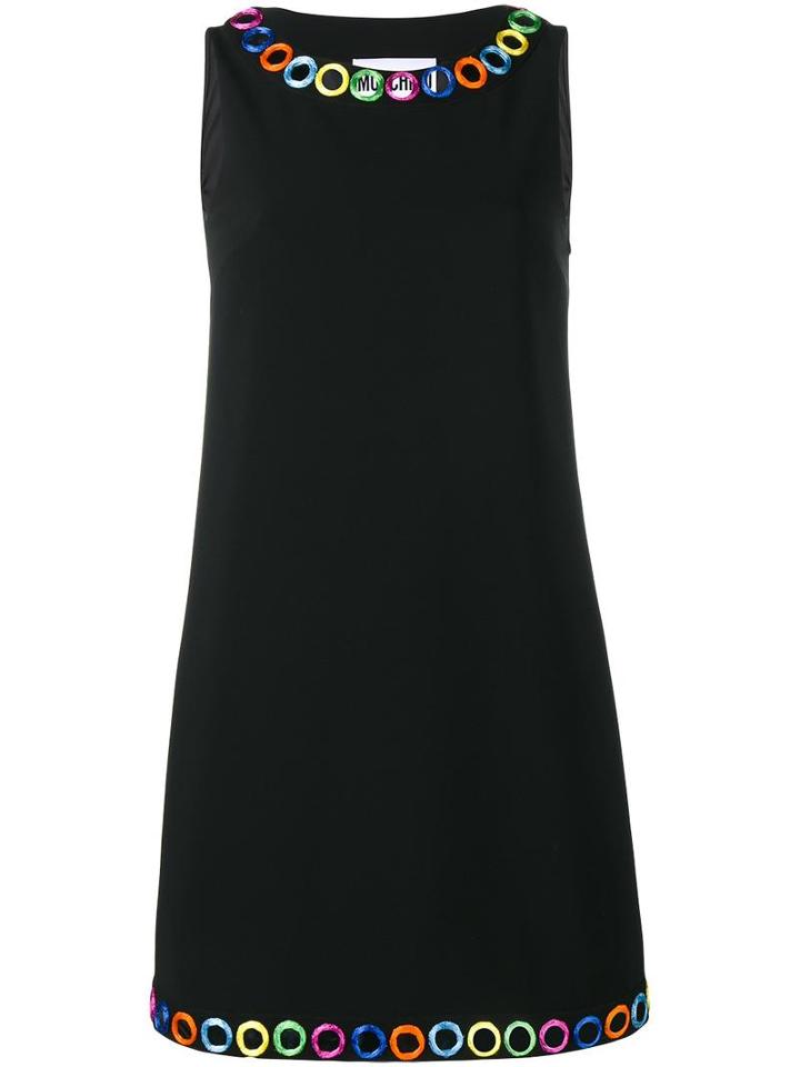 Moschino Mirror Embellished Dress, Women's, Size: 38, Black, Triacetate/polyester/acetate/rayon