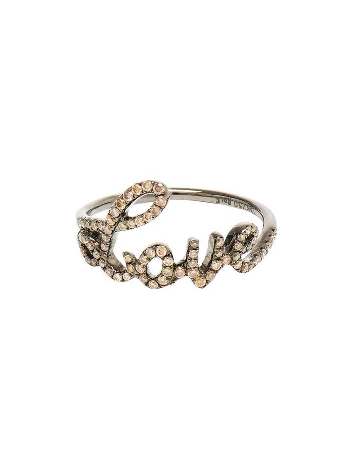 Rosa De La Cruz Love 18kt Oxidised Gold And Diamond Ring, Women's, Size: 5, Brown