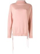 P.a.r.o.s.h. Roll Neck Side Tie Knit Top - Nude & Neutrals