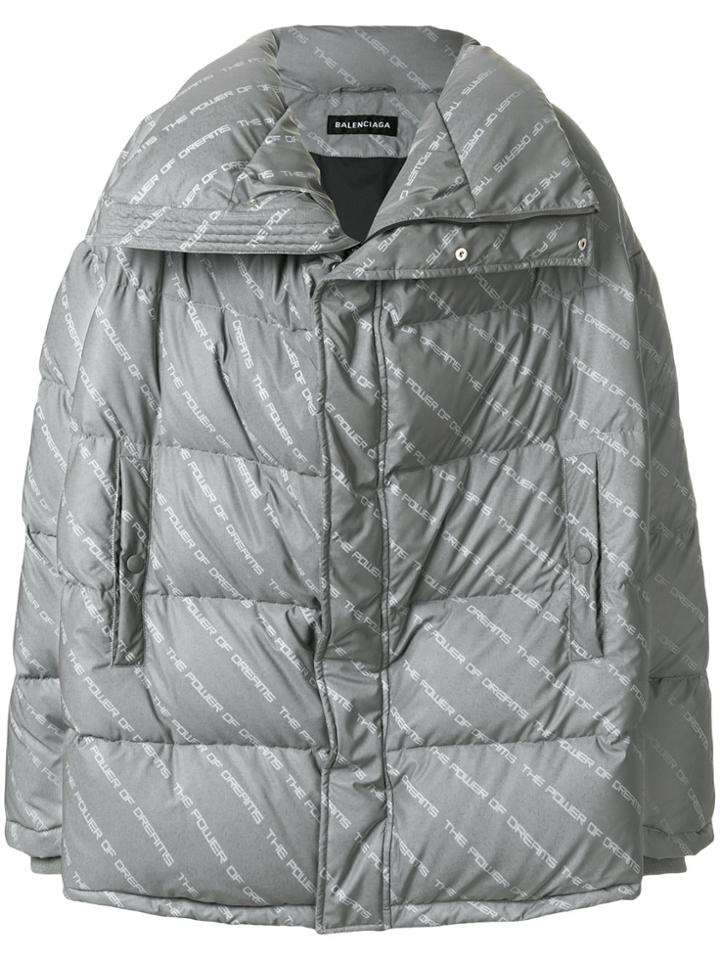 Balenciaga Profil Collar Puffer Coat - Grey