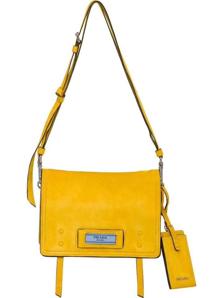 Prada Etiquette Suede Shoulder Bag - Yellow