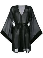 Isabel Benenato - Flared Sleeves Sheer Dress - Women - Silk - 44, Black, Silk