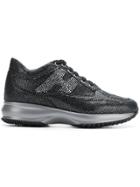Hogan Shagreen-effect Panelled Sneakers - Black