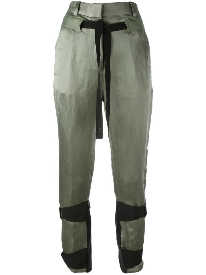 Ann Demeulemeester High-rise Cropped Trousers, Women's, Size: 34, Green, Silk/linen/flax