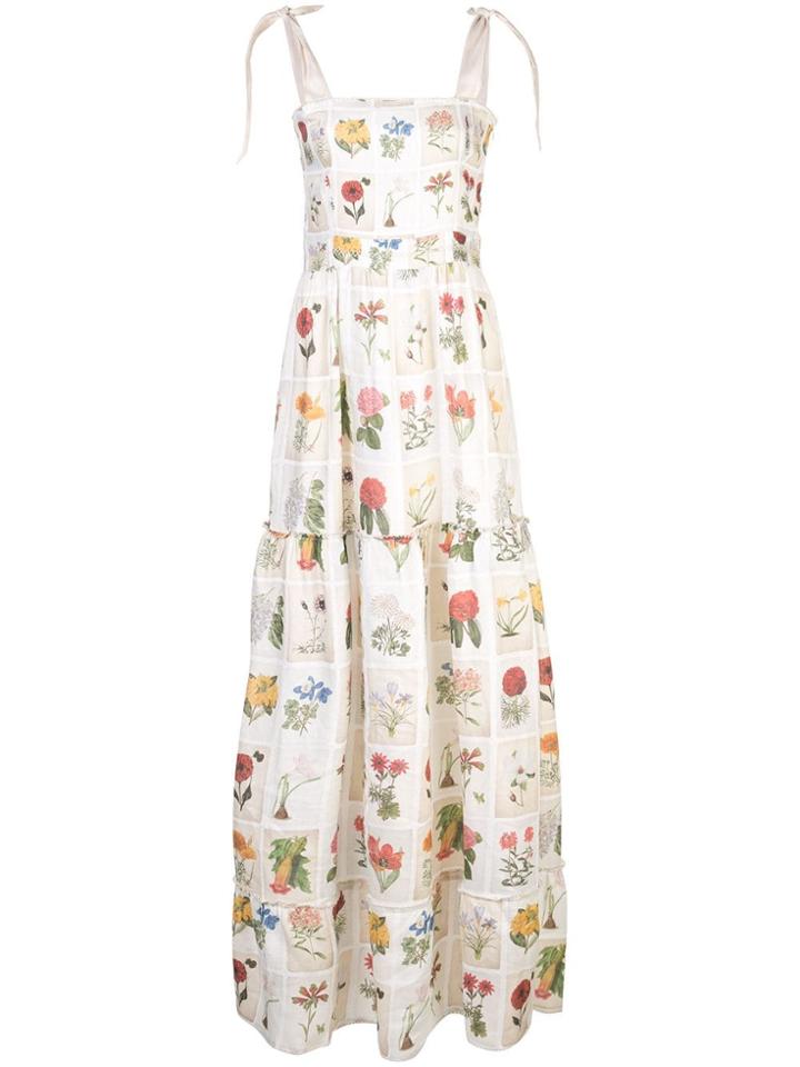 Agua By Agua Bendita Floral Portrait Maxi Dress - Neutrals