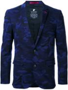 Loveless Camouflage Print Blazer, Men's, Size: 1, Blue, Cotton