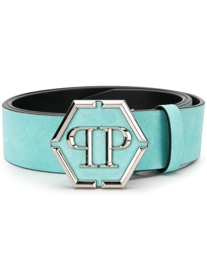 Philipp Plein Logo Buckle Belt - Blue