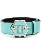 Philipp Plein Logo Buckle Belt - Blue