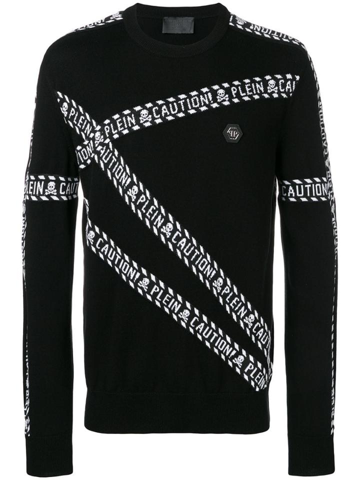 Philipp Plein Logo Caution Tape Jumper - Black