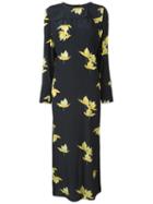 Marni Dawntreader Floral Crepe Dress, Women's, Size: 42, Black, Cotton