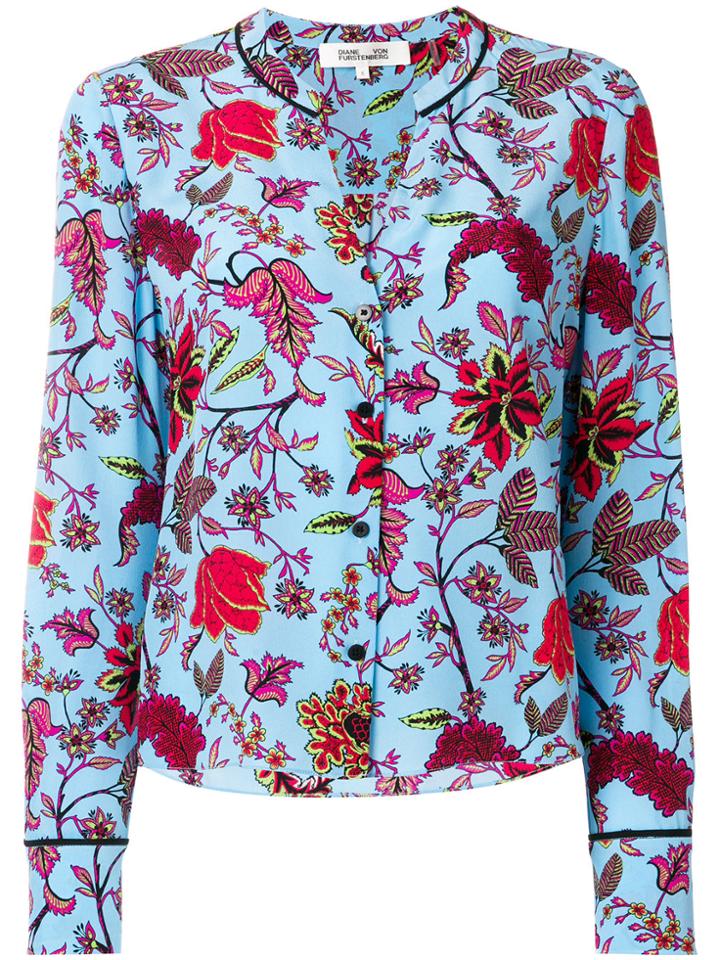 Dvf Diane Von Furstenberg Floral Print Shirt - Blue