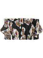 Dolce & Gabbana Playing Cards Off The Shoulder Crop Top - Black