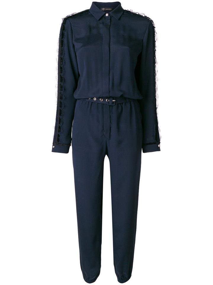 Versace Lace Trim Jumpsuit - Blue