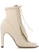 Sergio Rossi Studded Lace-up Ankle Boots - Nude & Neutrals